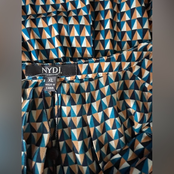 NYDJ Blue and Tan Geometric Blouse - Picture 3 of 8